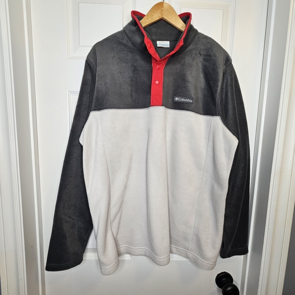 Columbia Fleece Pullover Sweater Performance Jacket Gray Red Men's Size L NWOT - Picture 4 of 15